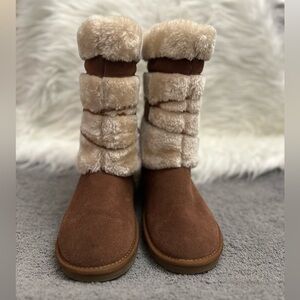 Women's Brown and Cream Fur-Lined Boots